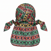 Juneteenth 1.0 red black and green Satin Silky Durag - premium silky durag back view showing wrap straps, tail and stitching