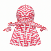 Red and Brown Maze geometric Satin Silky Durag - premium silky durag back view showing wrap straps, tail and stitching