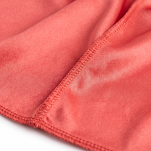 Premium Coral Red Silk Durag fabric close-up showing Coral Red silky satin texture and stitching detail
