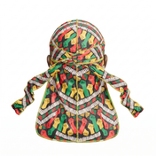 Juneteenth 6.0 red black and green Satin Silky Durag - premium silky durag back view showing wrap straps, tail and stitching