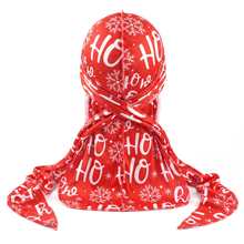 Premium Christmas Durag - premium durag back view showing wrap straps, tail and stitching