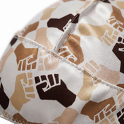 Black Power 2 graphic Satin Silky Durag fabric close-up showing Black Power 2 graphic print and stitching detail