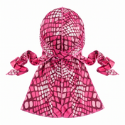 Hot Pink reptile snakeskin Satin Silky Durag - premium silky durag back view showing wrap straps, tail and stitching