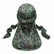 Digital Chameleon pixel camo Satin Silky Durag - premium silky durag back view showing wrap straps, tail and stitching