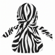 Zebra White animal print Satin Silky Durag - premium silky durag back view showing wrap straps, tail and stitching