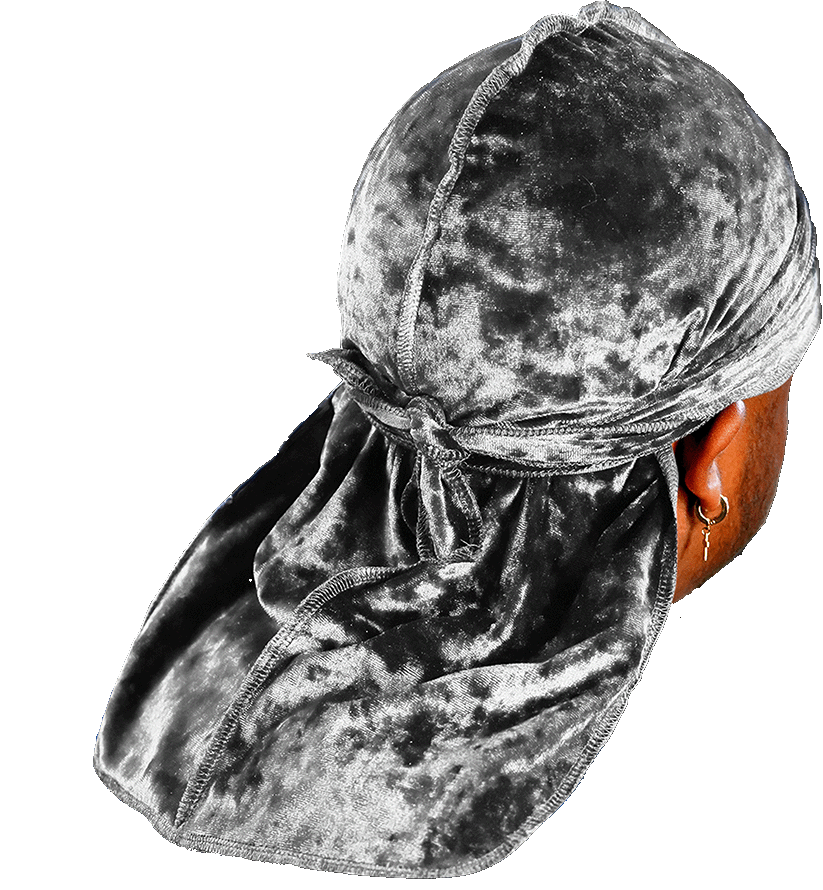Premium Crushed Velvet Grey Durag
