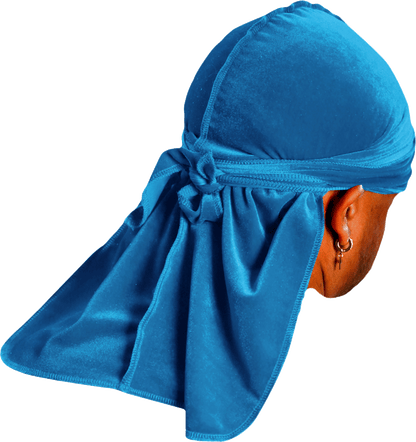 Premium Turquoise Blue Velvet Durag