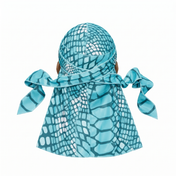 Diamond Blue reptile snakeskin Satin Silky Durag - premium silky durag back view showing wrap straps, tail and stitching