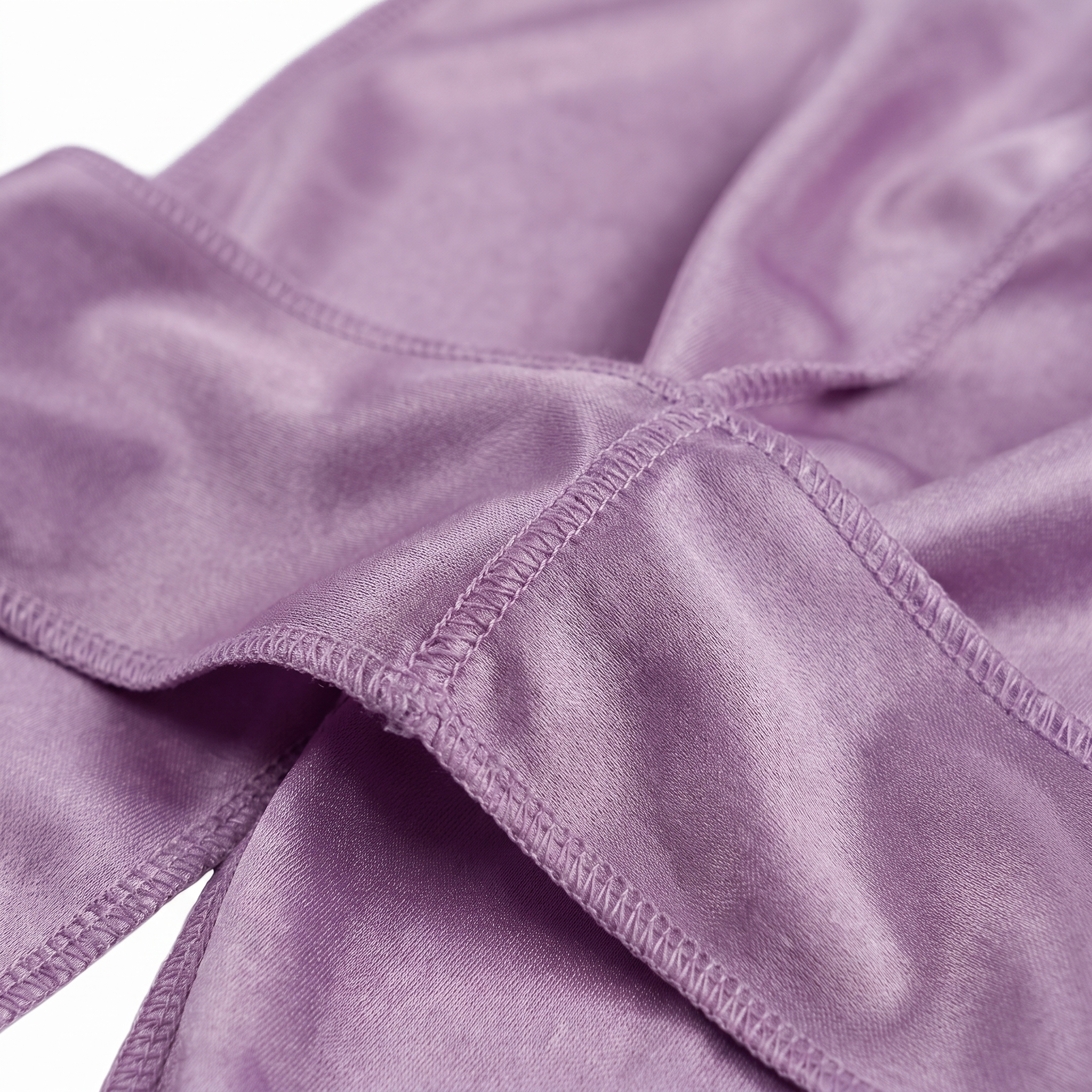 Premium Lavender Purple Silk Durag fabric close-up showing Lavender Purple silky satin texture and stitching detail