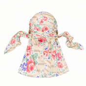 Khaki retro roses floral Satin Silky Durag - premium silky durag back view showing wrap straps, tail and stitching