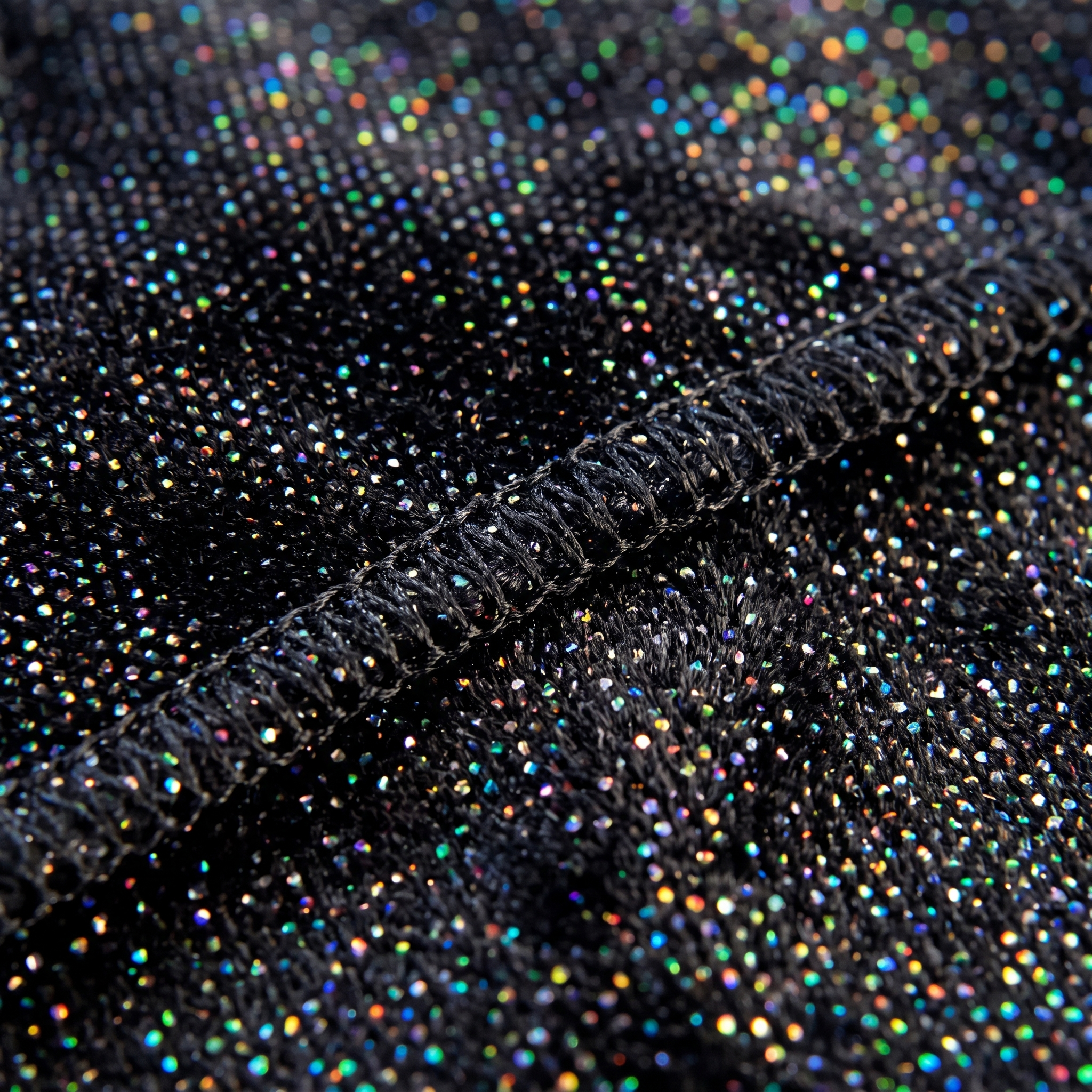 Premium Black Hologram Sparkle Velvet Durag fabric close-up showing texture and stitching detail