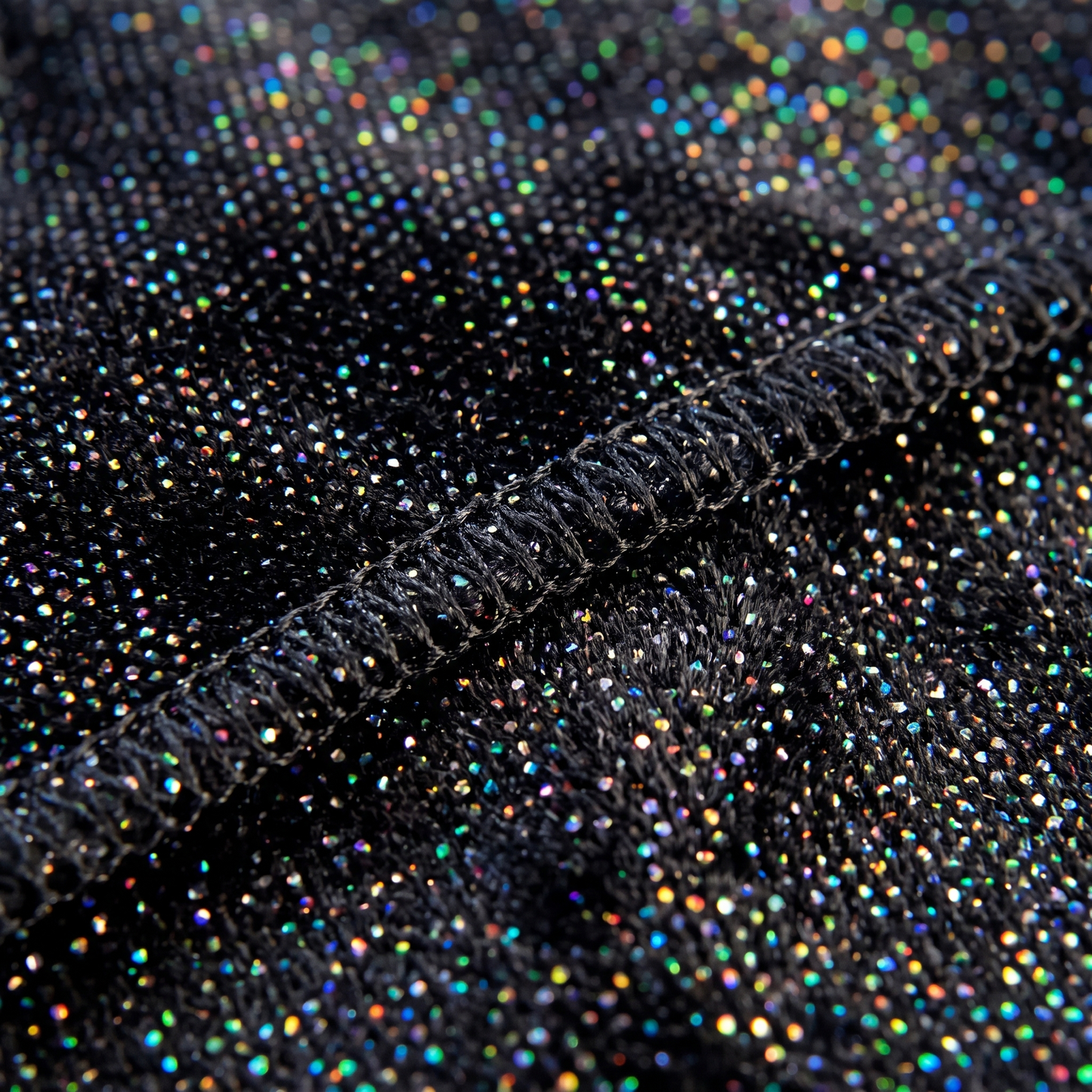Premium Black Hologram Sparkle Velvet Durag fabric close-up showing texture and stitching detail
