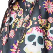 Cinco De Mayo Black festive Satin Silky Durag fabric close-up showing Cinco De Mayo Black festive print and stitching detail