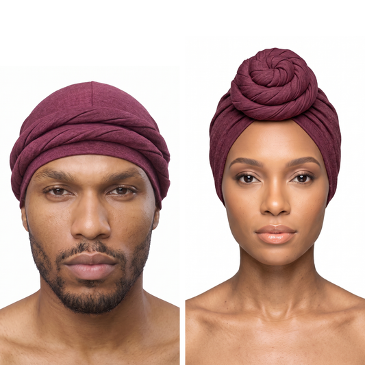 Burgundy (Cardinal Red) Turban and Knot Pro bundle - his and hers - JagRags