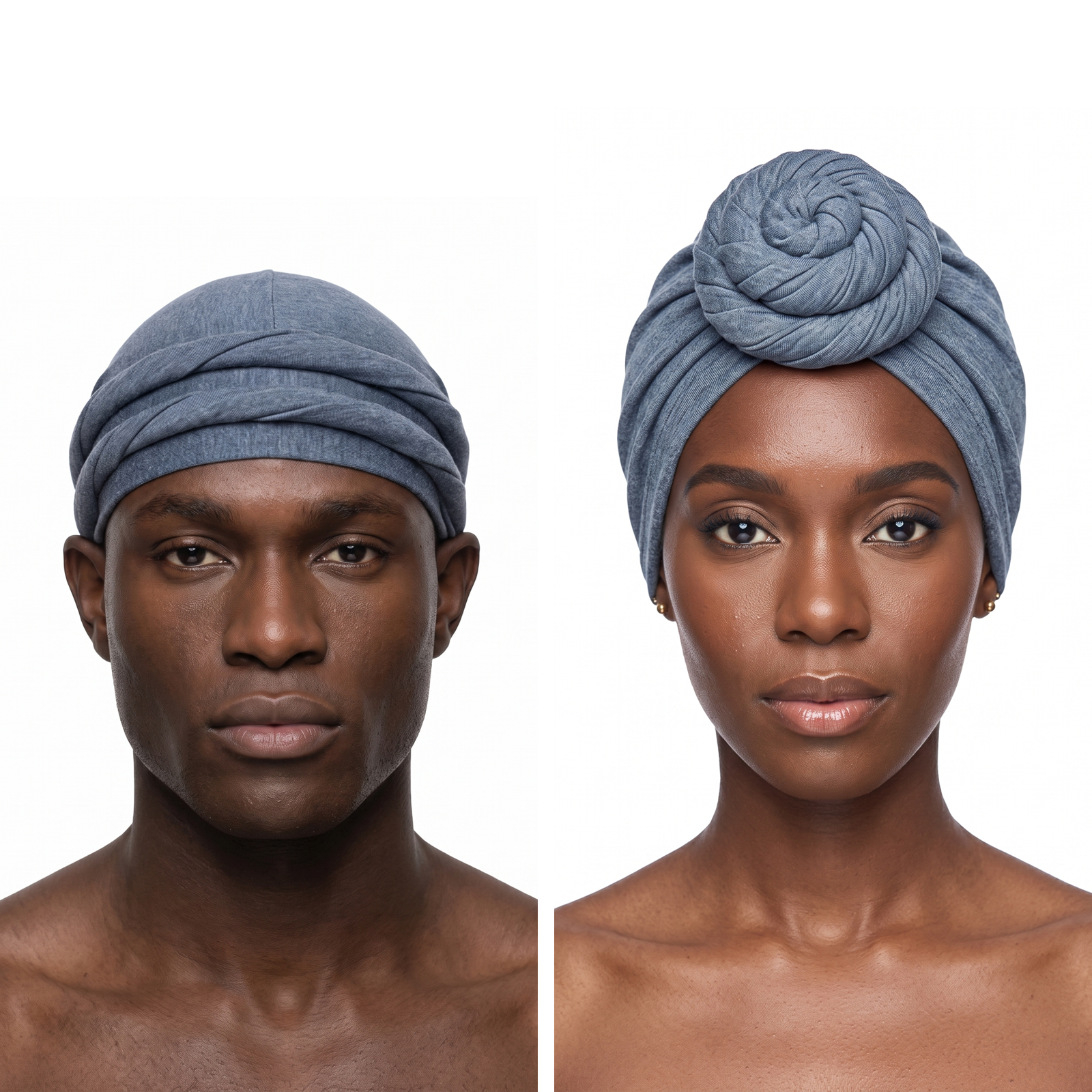 Steel Blue Turban and Knot Pro bundle - his and hers - JagRags
