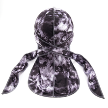 Elite Pattern Smokey Black Durag - premium durag back view showing wrap straps, tail and stitching