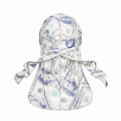 Old Hundreds money print Satin Silky Durag - premium silky durag back view showing wrap straps, tail and stitching