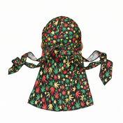 Rasta stripes Satin Silky Durag - premium silky durag back view showing wrap straps, tail and stitching