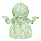 Green crocodile skin Satin Silky Durag - premium silky durag back view showing wrap straps, tail and stitching