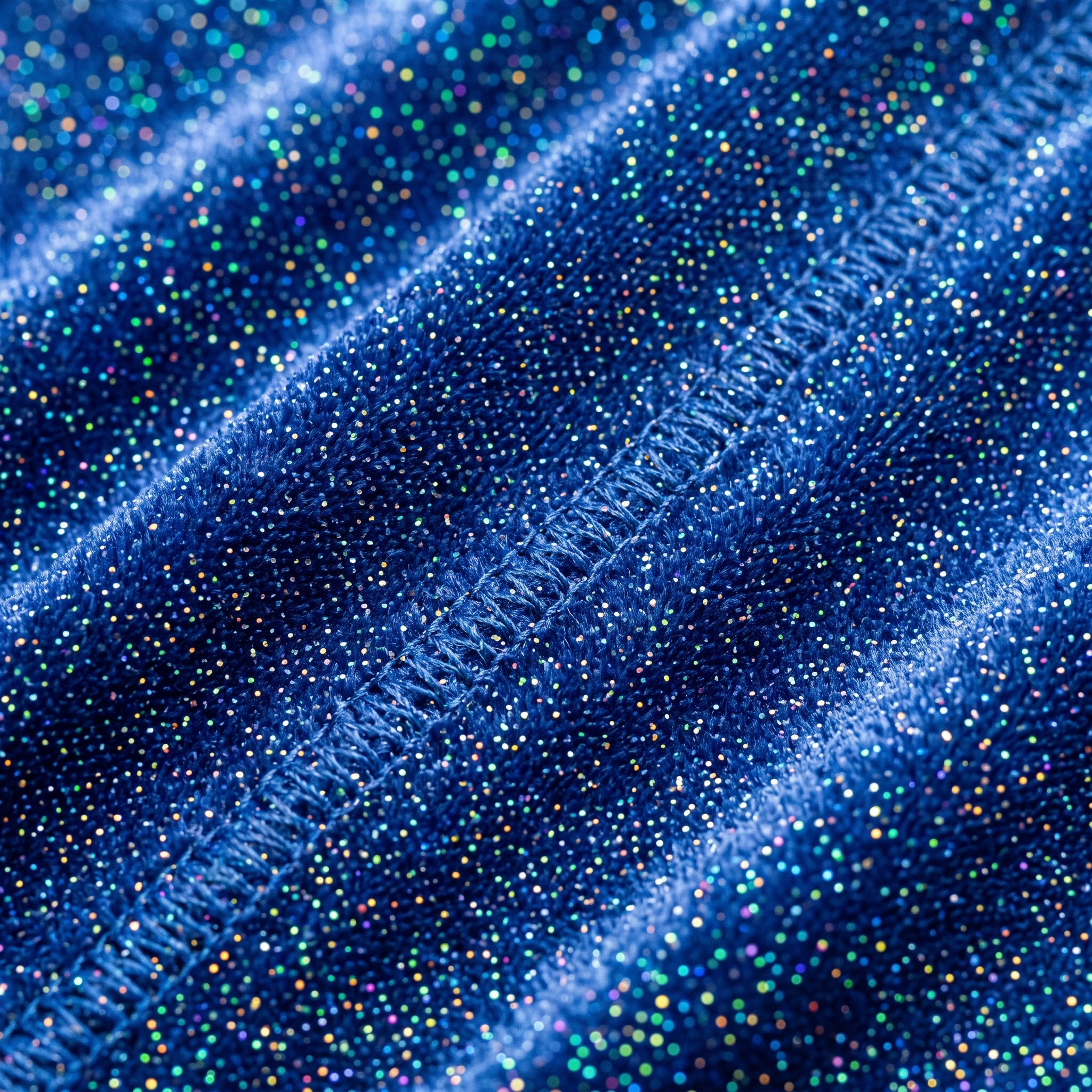 Premium Blue Hologram Sparkle Velvet Durag fabric close-up showing texture and stitching detail
