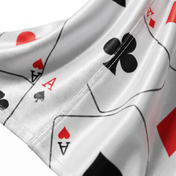 Ace playing card graphic Satin Silky Durag fabric close-up showing Ace playing card graphic print and stitching detail