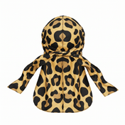 Leopard animal print Satin Silky Durag - premium silky durag back view showing wrap straps, tail and stitching