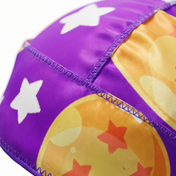 Dragon Ball Z Purple Satin Silky Durag fabric close-up showing Dragon Ball Z Purple print and stitching detail