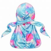 Pastel Bubble Gum Satin Silky Durag - premium silky durag back view showing wrap straps, tail and stitching