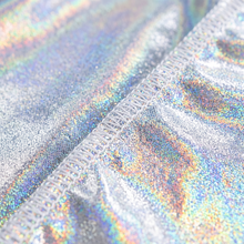 Premium White Hologram Sparkle Durag fabric close-up showing texture and stitching detail
