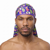Cinco De Mayo 1.0 festive Satin Silky Durag worn by male model, front view on white background