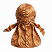 Bronze Tye Dye Satin Silky Durag - premium silky durag back view showing wrap straps, tail and stitching