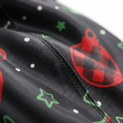 Christmas Time Black holiday Satin Silky Durag fabric close-up showing Christmas Time Black holiday print and stitching detail