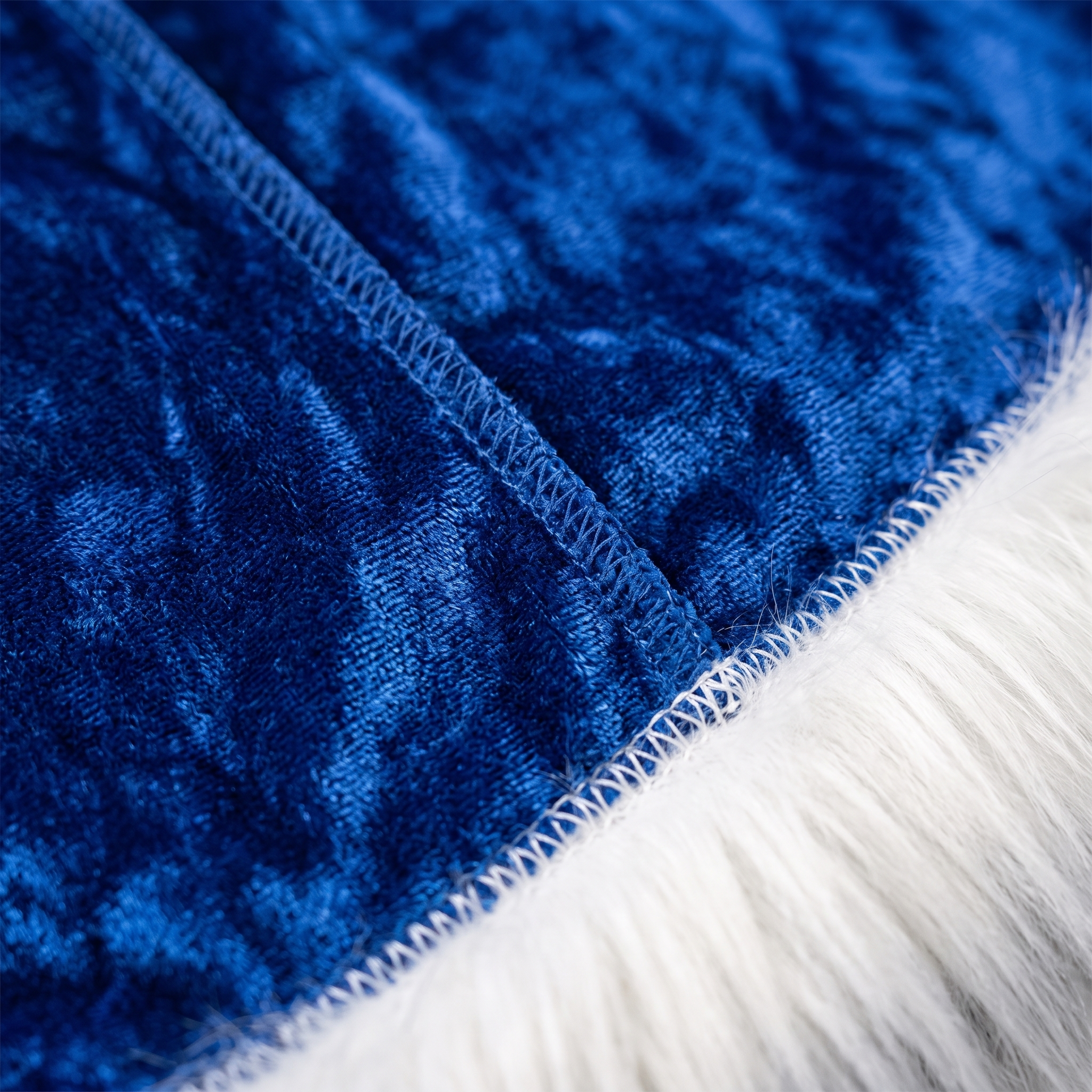 Premium Fur Blue Santa Durag fabric close-up showing texture and stitching detail