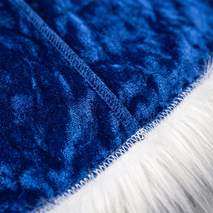 Premium Fur Blue Santa Durag fabric close-up showing texture and stitching detail