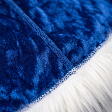 Premium Fur Blue Santa Durag fabric close-up showing texture and stitching detail