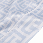 Light Blue Maze geometric Satin Silky Durag fabric close-up showing Light Blue Maze geometric print and stitching detail