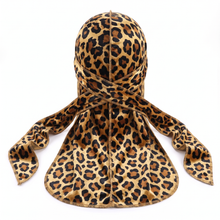 Elite Pattern Cheetah-Print Velvet Durag - premium durag back view showing wrap straps, tail and stitching