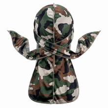 Elite Pattern Camo Durag - premium durag back view showing wrap straps, tail and stitching