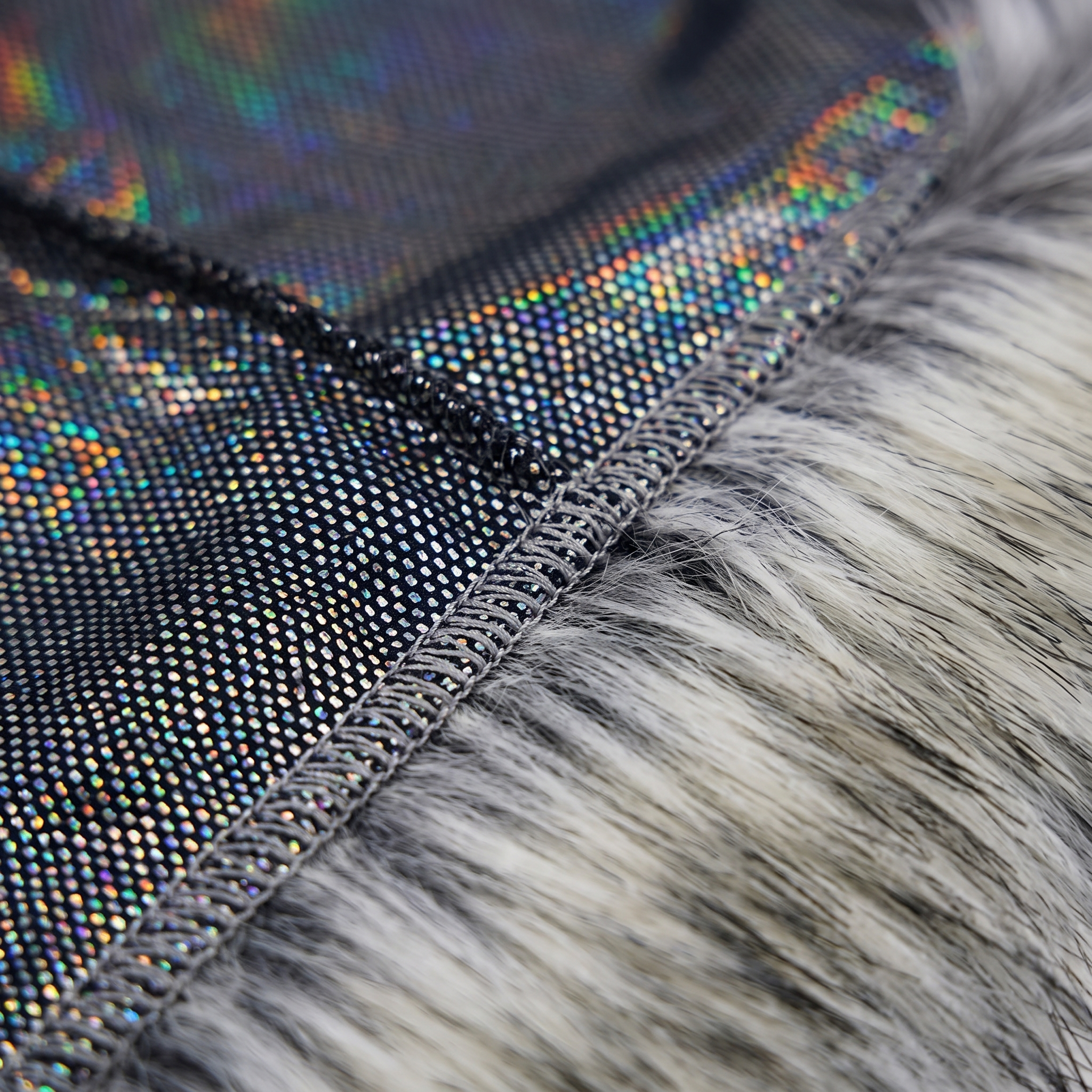 Premium Fur Hologram Durag fabric close-up showing texture and stitching detail