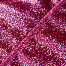 Premium Ruby Pink Hologram Sparkle Velvet Durag fabric close-up showing texture and stitching detail
