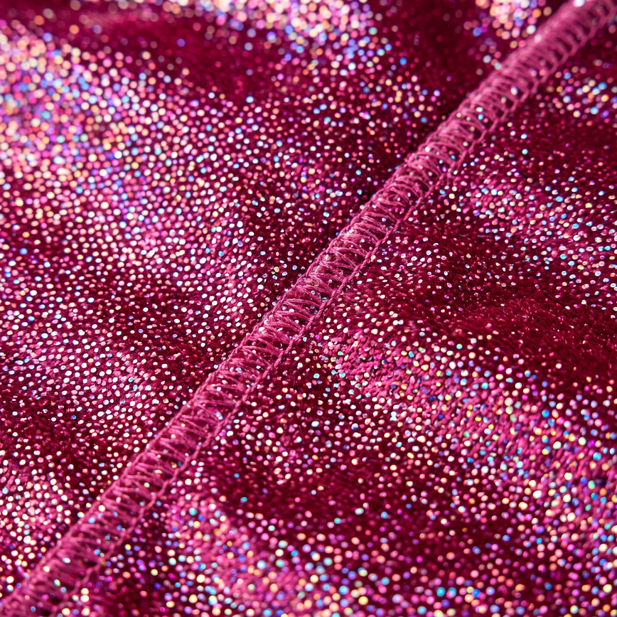 Premium Ruby Pink Hologram Sparkle Velvet Durag fabric close-up showing texture and stitching detail