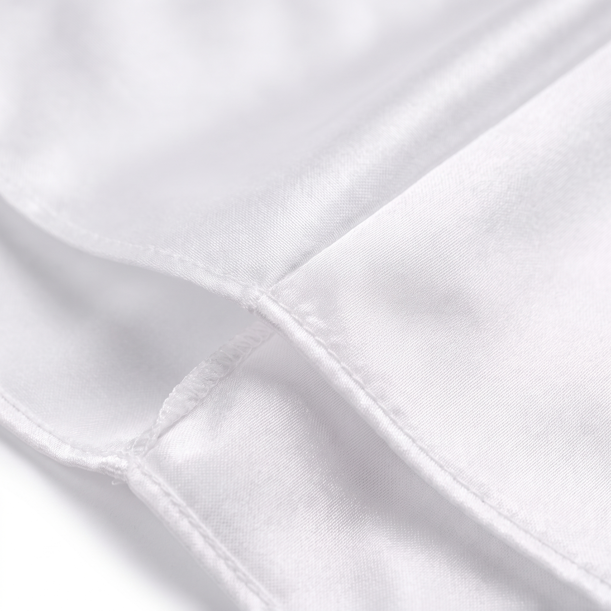 Premium White Silk Durag fabric close-up showing White silky satin texture and stitching detail