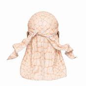Peach crocodile skin Satin Silky Durag - premium silky durag back view showing wrap straps, tail and stitching