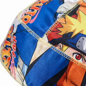 Naruto anime graphic Satin Silky Durag fabric close-up showing Naruto anime graphic print and stitching detail