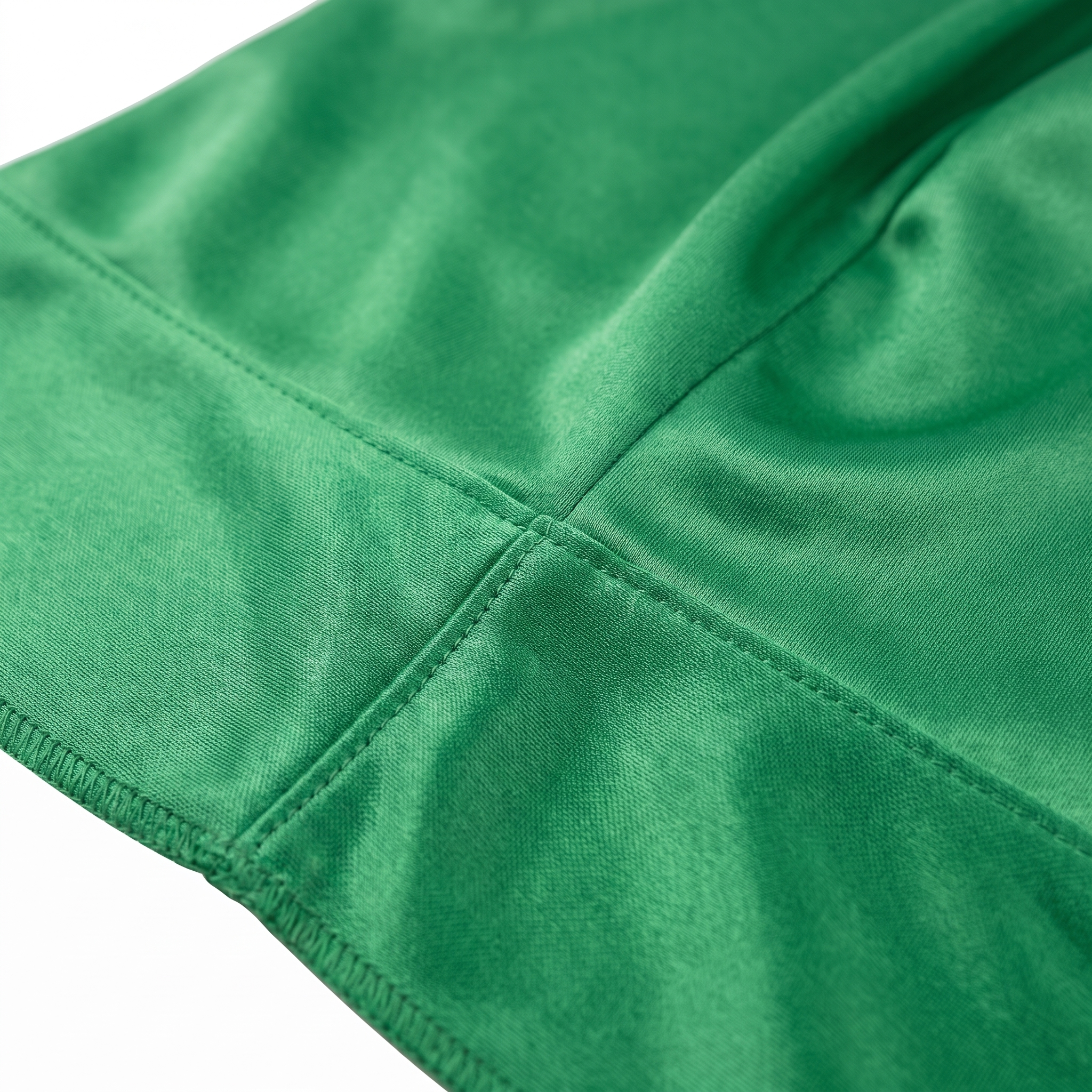 Premium Silk Durag Green fabric close-up showing Green silky satin texture and stitching detail