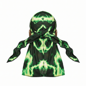 Voltage Green lightning Satin Silky Durag - premium silky durag back view showing wrap straps, tail and stitching