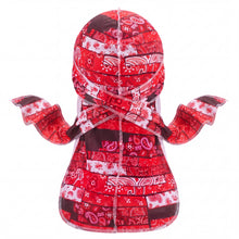 Elite Pattern Red Bandana Durag - premium durag back view showing wrap straps, tail and stitching