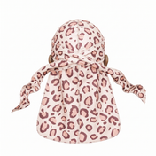 Pink leopard animal print Satin Silky Durag - premium silky durag back view showing wrap straps, tail and stitching