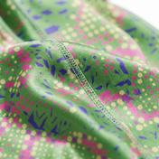 Digital Chameleon Lime pixel camo Satin Silky Durag fabric close-up showing Digital Chameleon Lime pixel camo print and stitching detail