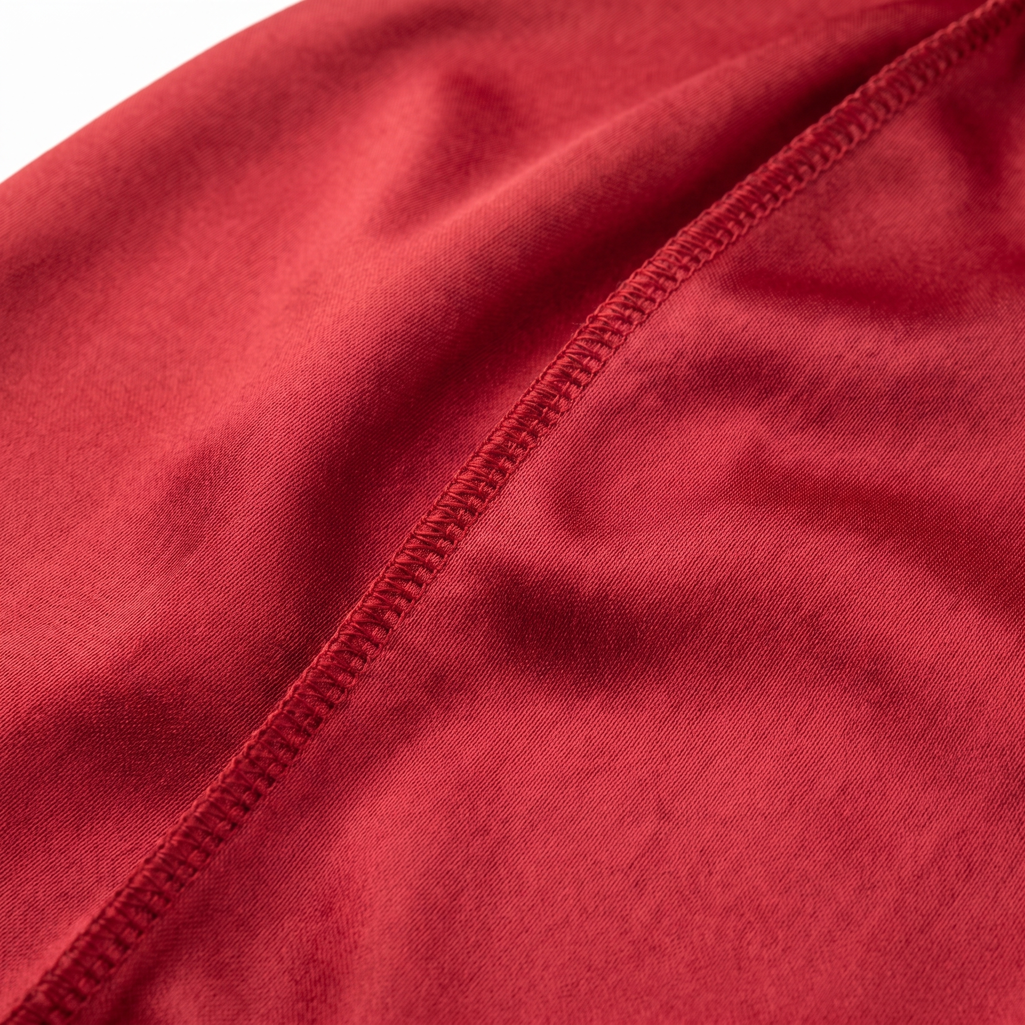 Premium Red Silk Durag fabric close-up showing Red silky satin texture and stitching detail